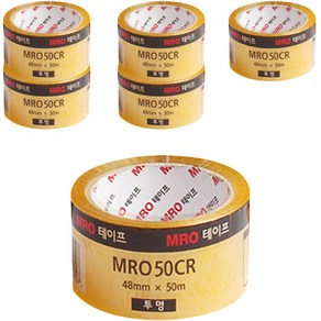 MRO 투명박스테이프 48mm x 50m x 59mic, 투명, 6개입