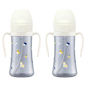 그로미미 유아용 PPSU 버니버스 빨대컵 300ml, 2개, 화이트