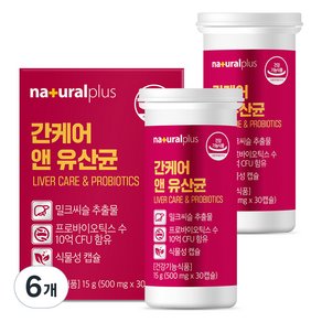 내츄럴플러스 간케어 앤 유산균 15g, 6개, 30정