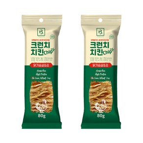 브리더랩 강아지 크런치 치킨 칩 닭가슴살 앤 김 80g, 닭고기 + 김 혼합맛, 2개