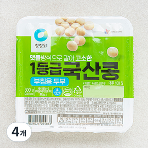 청정원 국내산 콩두부 부침, 300g, 4개