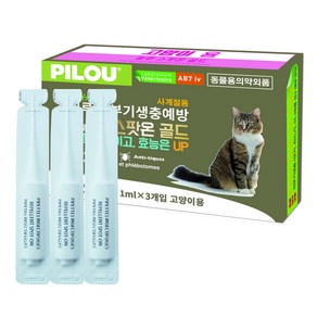 필루 네츄럴 외부기생충 예방 스팟온 골드 고양이, 혼합색상, 1ml, 3개