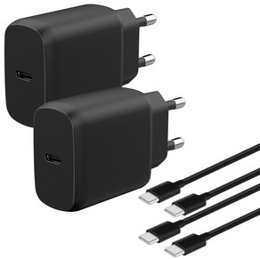 홈플래닛 25W PPS PD 3.0 초고속 충전기 + CtoC 케이블 1.2m, 블랙, 2개