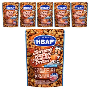 바프 넛츠앤스낵스 카라멜 솔티드 땅콩 앤 프레첼, 120g, 6개