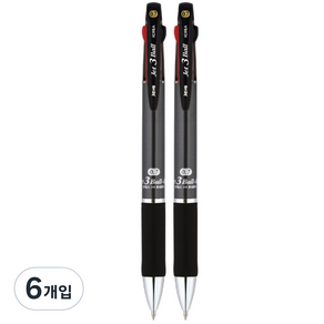 자바펜 제트 3볼 M 다색펜 0.7mm, 메탈릭 블랙, 6개