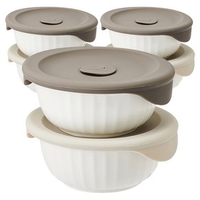 락앤락 바로 한 끼 도자기 밥 용기, 3세트, 450ml(2P) + 뚜껑(2P)