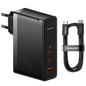 베이스어스 Gan5 PD3.1 QC PPS 140W 초고속 멀티 충전기 + 240W C to C 고속충전 케이블, 블랙, 1개