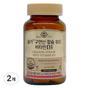 솔가 구연산 칼슘 위드 비타민 D3 144.2g, 90정, 2개