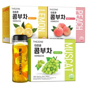 더존건강 더조은 콤부차 레몬 + 복숭아 + 샤인머스캣 + 보틀 500ml, 5g, 30개입, 1세트