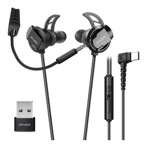 아이리버 게이밍 이어폰 + C타입 to USB 변환젠더, IGE-C303, 블랙