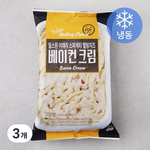 밀스원 이태리 스파게티 멜팅치즈 베이컨크림 스파게티 (냉동), 380g, 3개