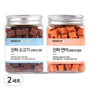 페페로니 진짜 오메가3 강아지 간식, 소고기 + 연어, 180g, 2세트