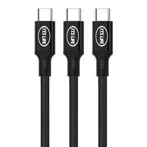 이츠라이프 칸쿤 USB C타입 고속충전 케이블 3p, 2m, 블랙, 1개