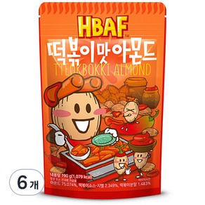 바프 떡볶이맛 아몬드, 190g, 6개