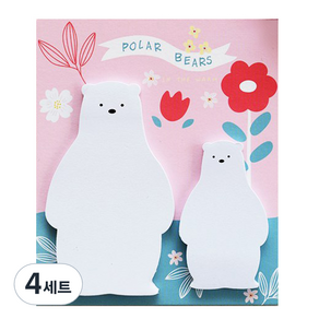 메모일기 폴라 베어스 인더웜 점착메모지, 화이트, 4세트