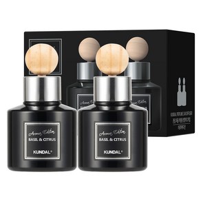 쿤달 퍼퓸 아로마 에디션 차량용 디퓨저 75ml 2개 + 우드볼스틱 2개, 바질앤시트러스, 1개