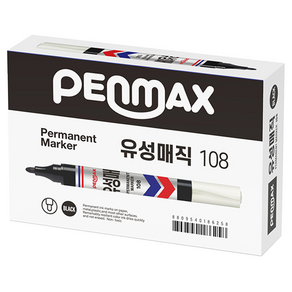 펜맥스 롱유성매직 108, 흑색, 12개