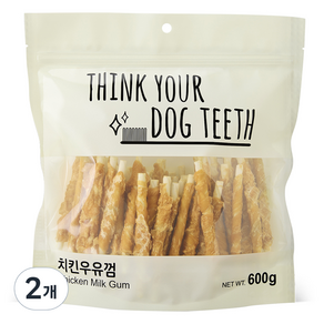 띵크유어도그티 강아지 덴탈껌 스틱형, 혼합맛(치킨/우유), 600g, 2개