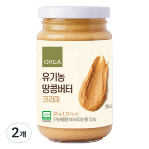 올가홀푸드 유기농 땅콩버터 크리미, 2개, 200g