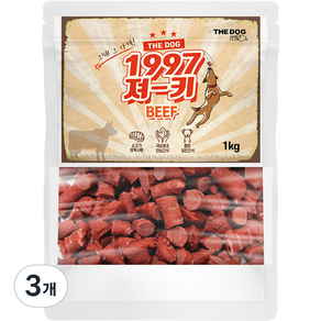 더독 1997 져키 강아지 간식, 비프맛, 1kg, 3개