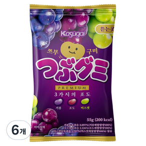 카수가이 쯔부구미 3가지의 포도 젤리, 6개, 55g