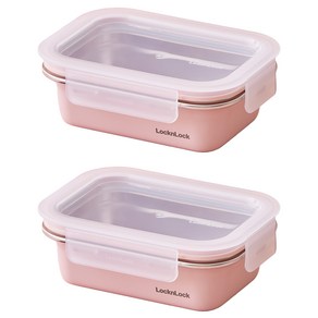 락앤락 컬러스텐코지 밀폐용기 미스티 로즈 400ml, 2개, 단품