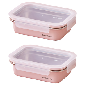 락앤락 컬러스텐코지 밀폐용기 미스티 로즈 600ml, 2개, 단품