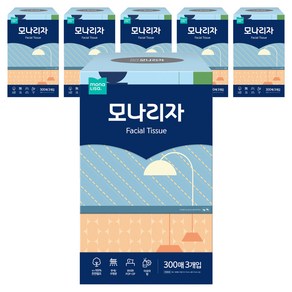 모나리자 천연펄프 미용티슈 2겹, 300매, 6개