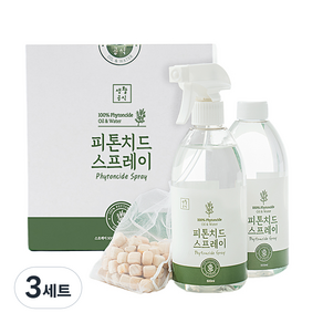 생활공식 편백나무잎 피톤치드 스프레이 500ml + 리필 500ml + 편백칩 세트, 3세트