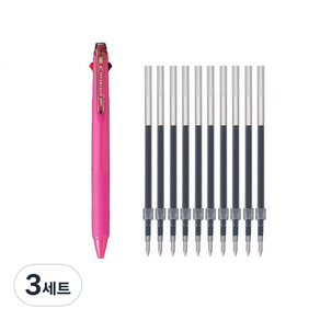 제트스트림 3색볼펜 0.38mm + 리필심 블랙 10p, 로즈핑크, 3세트