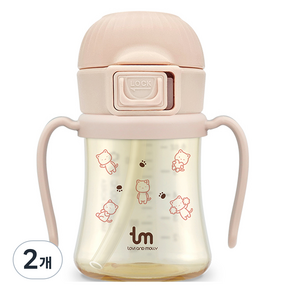 토비앤몰리 유아용 PPSU 원터치락 빨대컵 180ml, 2개, 핑크