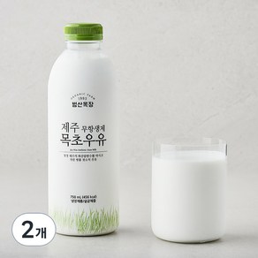 무항생제 인증 제주 목초 우유, 750ml, 2개