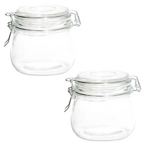 키볼리 원형 밀폐 클립 유리병, 500ml, 2개