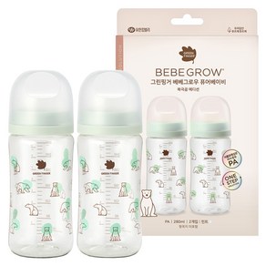 베베그로우 그린핑거 퓨어베이비 북극곰 PA 노꼭지 젖병 280ml 트윈팩, 민트, 2개