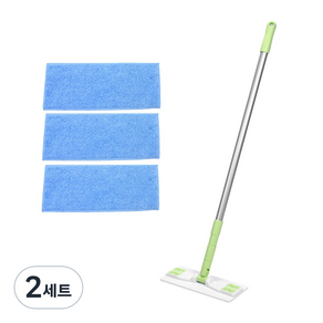 에이클린 밀대 청소기 화이트 + 그린 소형 25cm + 분섬사 패드 블루 3p 세트, 2세트