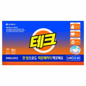 테크 간편 시트세제 후레쉬 브리즈, 36개입, 1개