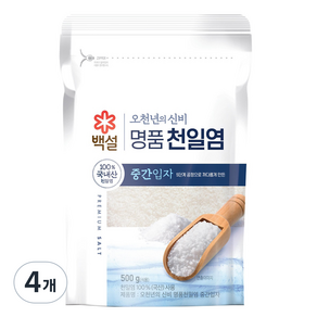 오천년의 신비 중간입자 천일염, 500g, 4개