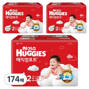 하기스 매직컴포트 밴드형 기저귀 남녀공용, 2단계, 174매