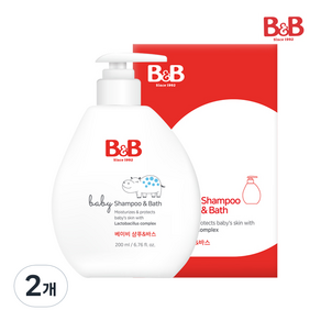 비앤비 베이비 샴푸 & 바스, 2개, 200ml