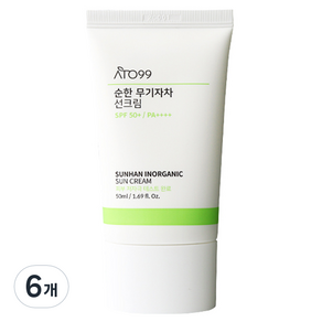 아토99 순한 무기자차 선크림 SPF 50+ PA++++, 50ml, 6개