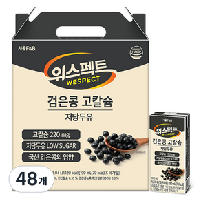 위스펙트 검은콩 고칼슘 저당두유, 190ml, 48개