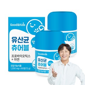 굿앤키즈 내츄럴플러스 유산균 츄어블, 60정, 2개