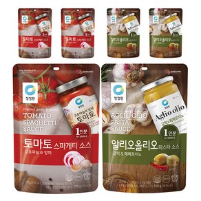 청정원 파스타소스 싱글파우치 알리오올리오 100g 3p + 토마토 170g 3p, 1세트