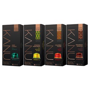 카누 바리스타 머신 전용 캡슐커피 에티오피아 예가체프 9.5g 10p + 콜롬비아 톨리마 9.5g 10p + 인도네시아 수마트라 9.5g 10p + 딥포레스트 9.5g 10p, 1세트