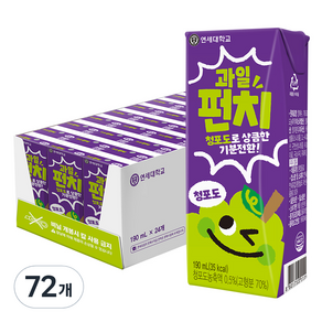 연세우유 과일펀치 청포도 음료, 190ml, 72개