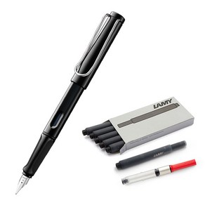 LAMY 만년필 사파리 기프트 케이스 세트, M, 샤이니블랙