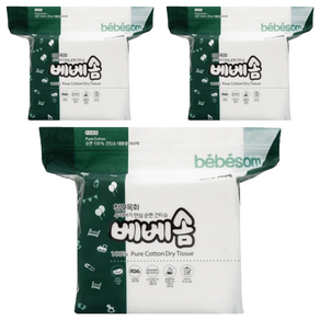 베베솜 순면 유아건티슈 리필형 60gsm, 360개입, 3개