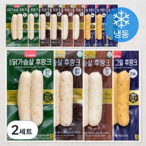 굽네 닭가슴살 후랑크 120g 마늘 3개입 + 청양고추 2개입 + 블랙페퍼 2개입 + 할라피노 2개입 세트 1080g (냉동)