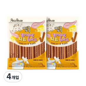 펫츠루트 찜쿡 츄러스 반려견 간식 400g, 닭가슴살 + 치즈 츄러스 혼합맛, 4개