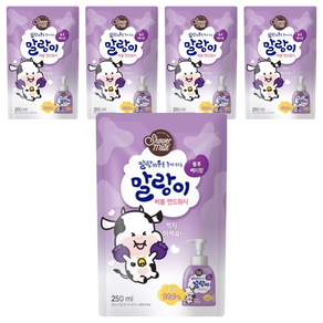 샤워메이트 말랑카우 말랑이 버블 핸드워시 리필 블루베리향, 250ml, 5개